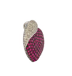 Heart Shaped White Diamond & Red Ruby Pendant