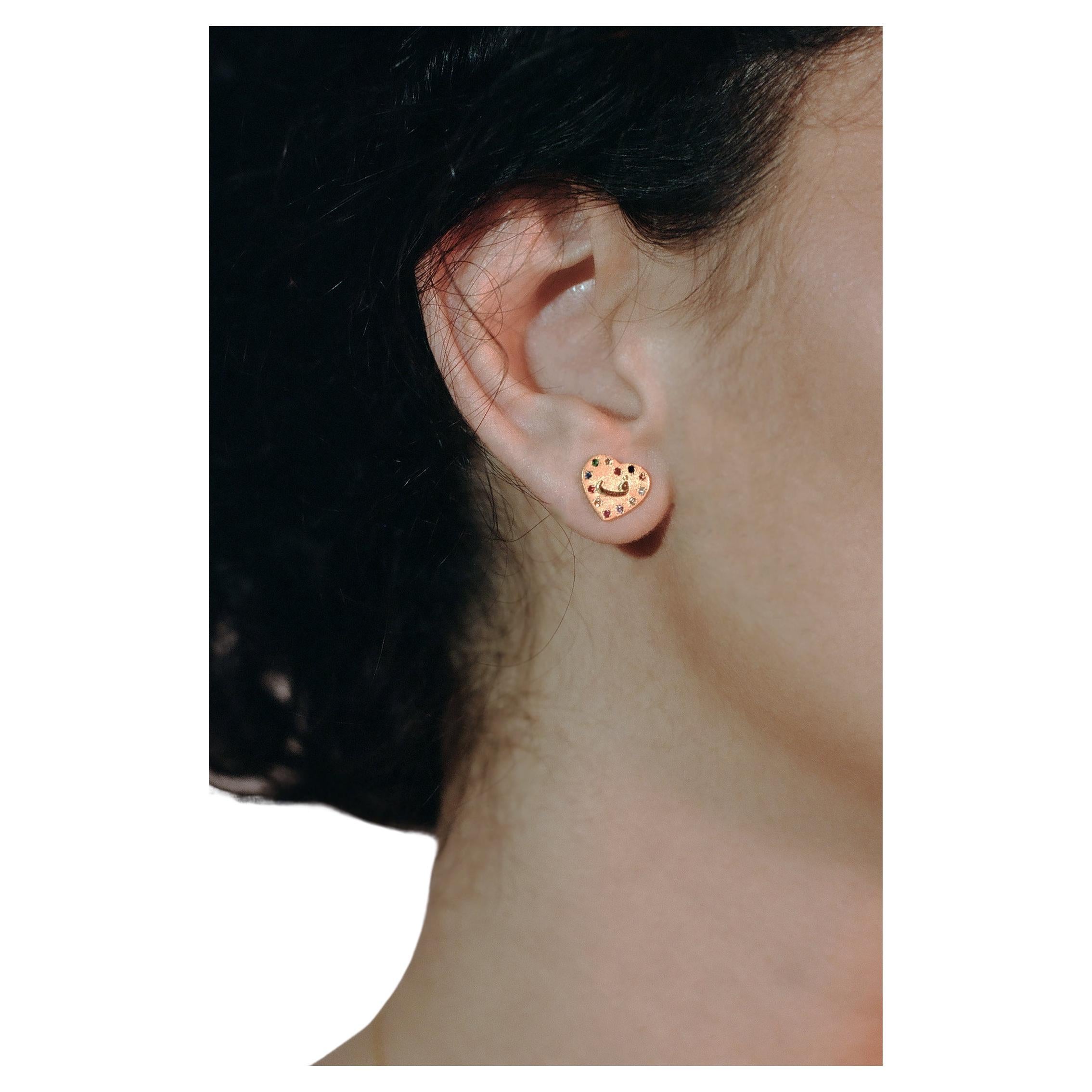Heart shaped white Gold adjustable Earrings. For Sale