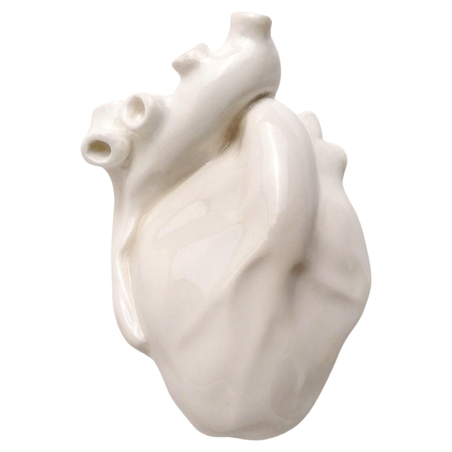 Heart Shaped White Wall Decor, 2022, Handmade in Italy, Anatomical Unique Piece For Sale