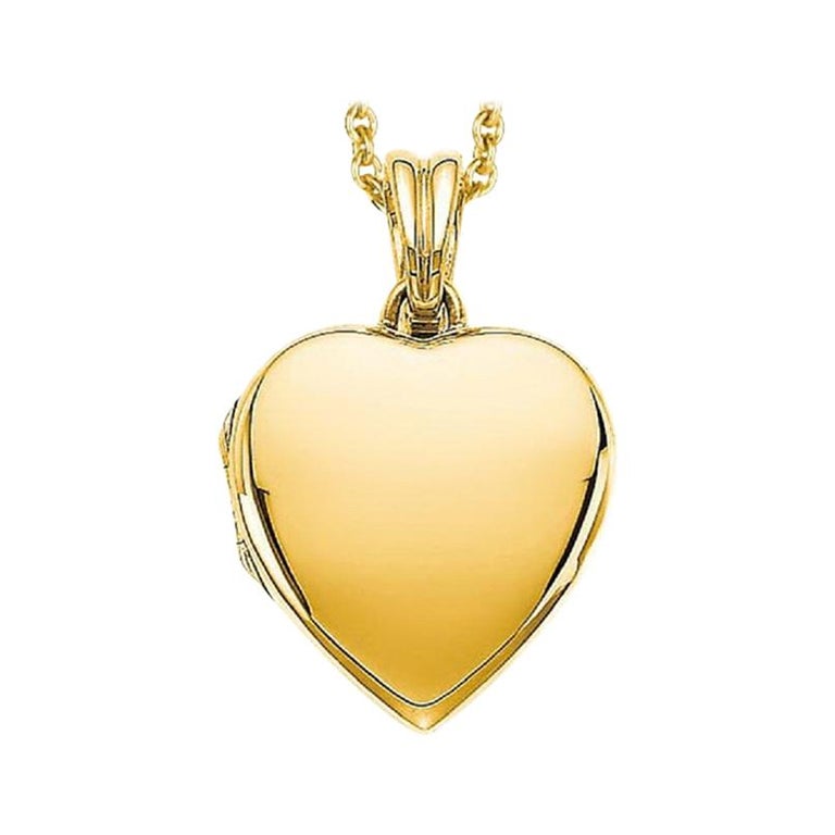 Customizable Polished Heart Shaped Locket Pendant 18k Yellow Gold