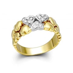 Heart Shapel Diamond White Yellow 18K Gold Ring For Her