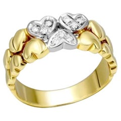 Corazón Shapel Diamante Blanco Amarillo 18K Oro Anillo Para Ella