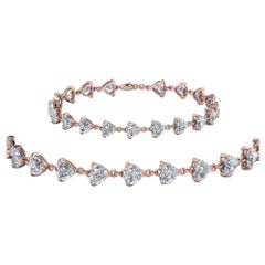 Heart Shapes Diamonds Bracelets 18 Karat Rose Gold