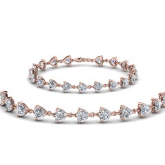 Heart Shapes Diamonds Bracelets 18 Karat Rose Gold