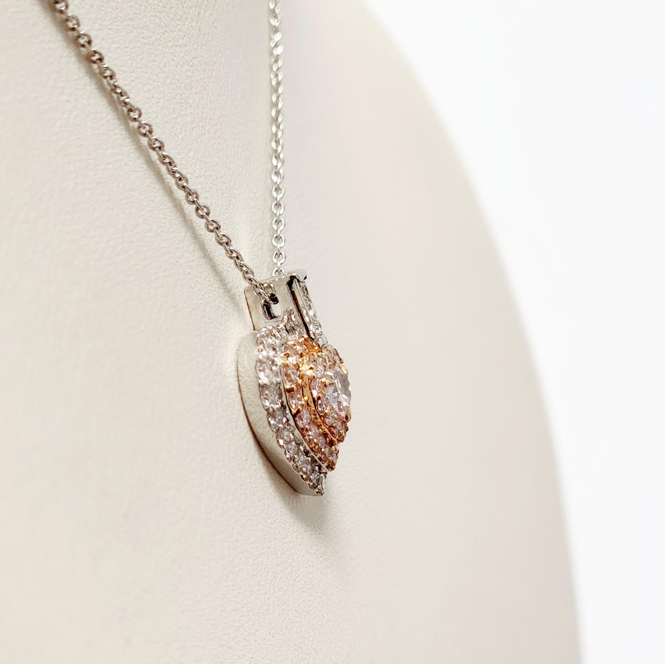 Herz Formen Rosa Diamant Halskette Kette (Tropfenschliff) im Angebot
