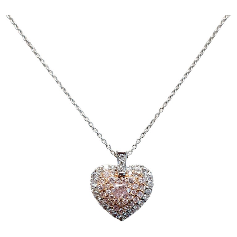 Heart Shapes Pink Diamond Necklace Chain For Sale at 1stDibs