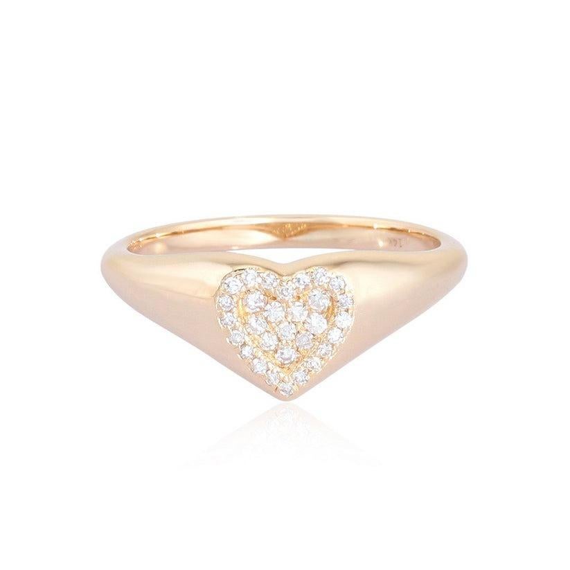 in vendita:  Anello Cuore Signet in oro giallo 14K (o 18k su richiesta) con diamanti 4