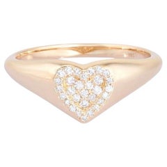 Bague Signet Coeur 14K (ou 18k sur demande) Or jaune Diamants