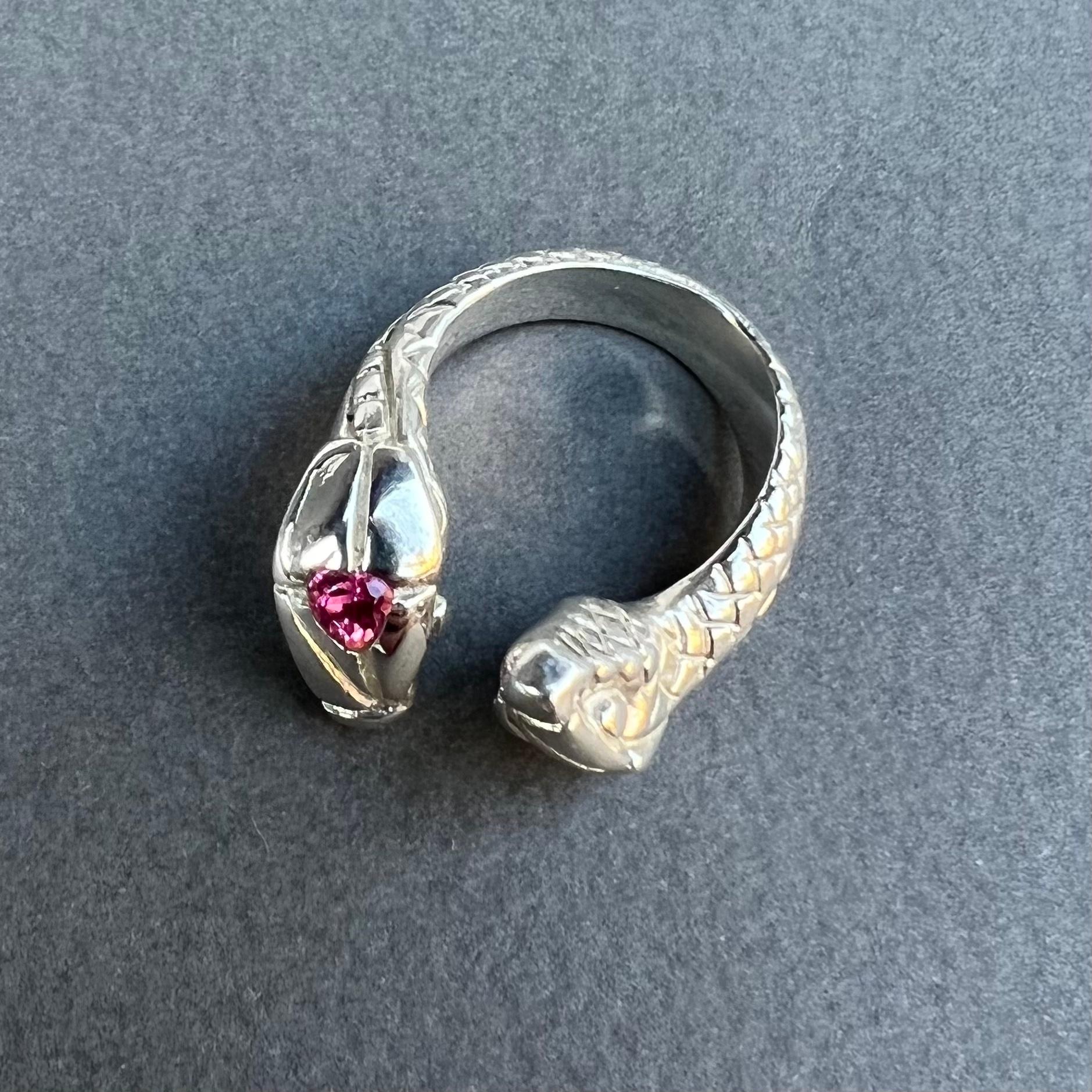 Heart Snake Ring Pink Sapphire Animal Cocktail Ring Open Adjustable J Dauphin 4