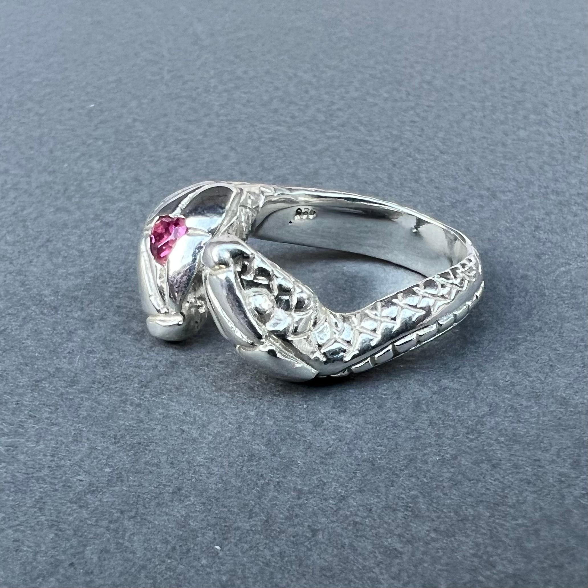 Heart Snake Ring Pink Sapphire Animal Cocktail Ring Open Adjustable J Dauphin 5