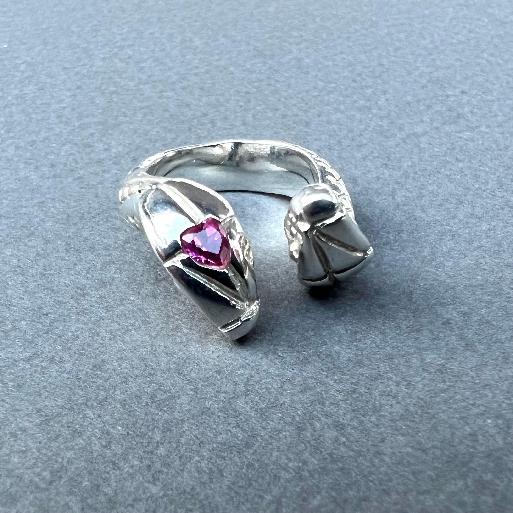 Heart Snake Ring Pink Sapphire Animal Cocktail Ring Open Adjustable J Dauphin 6
