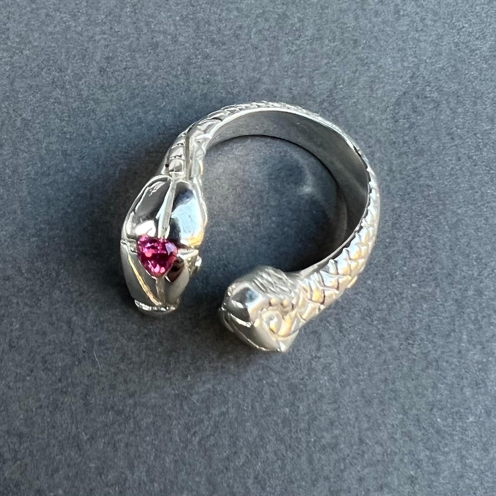 Heart Snake Ring Pink Sapphire Animal Cocktail Ring Open Adjustable J Dauphin 2