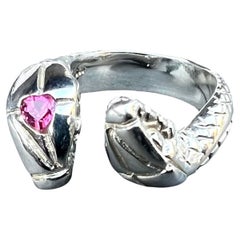 Heart Snake Ring Pink Sapphire Animal Cocktail Ring Open Adjustable J Dauphin