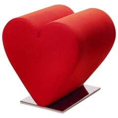 Used Heart Stool with Red or Black Fabric