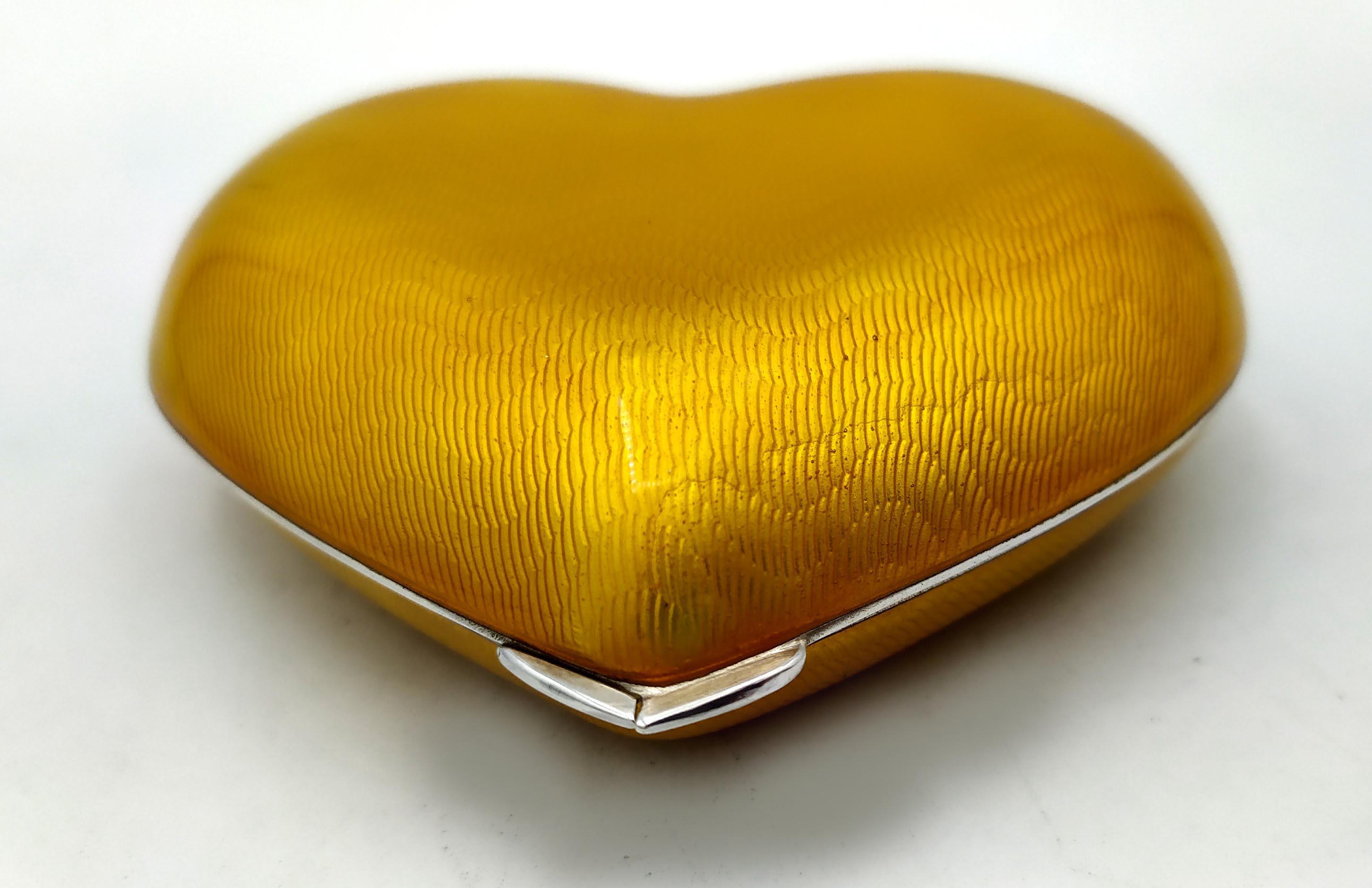 Late 20th Century Heart table box Yellow enamel Sterling Silver Salimbeni  For Sale
