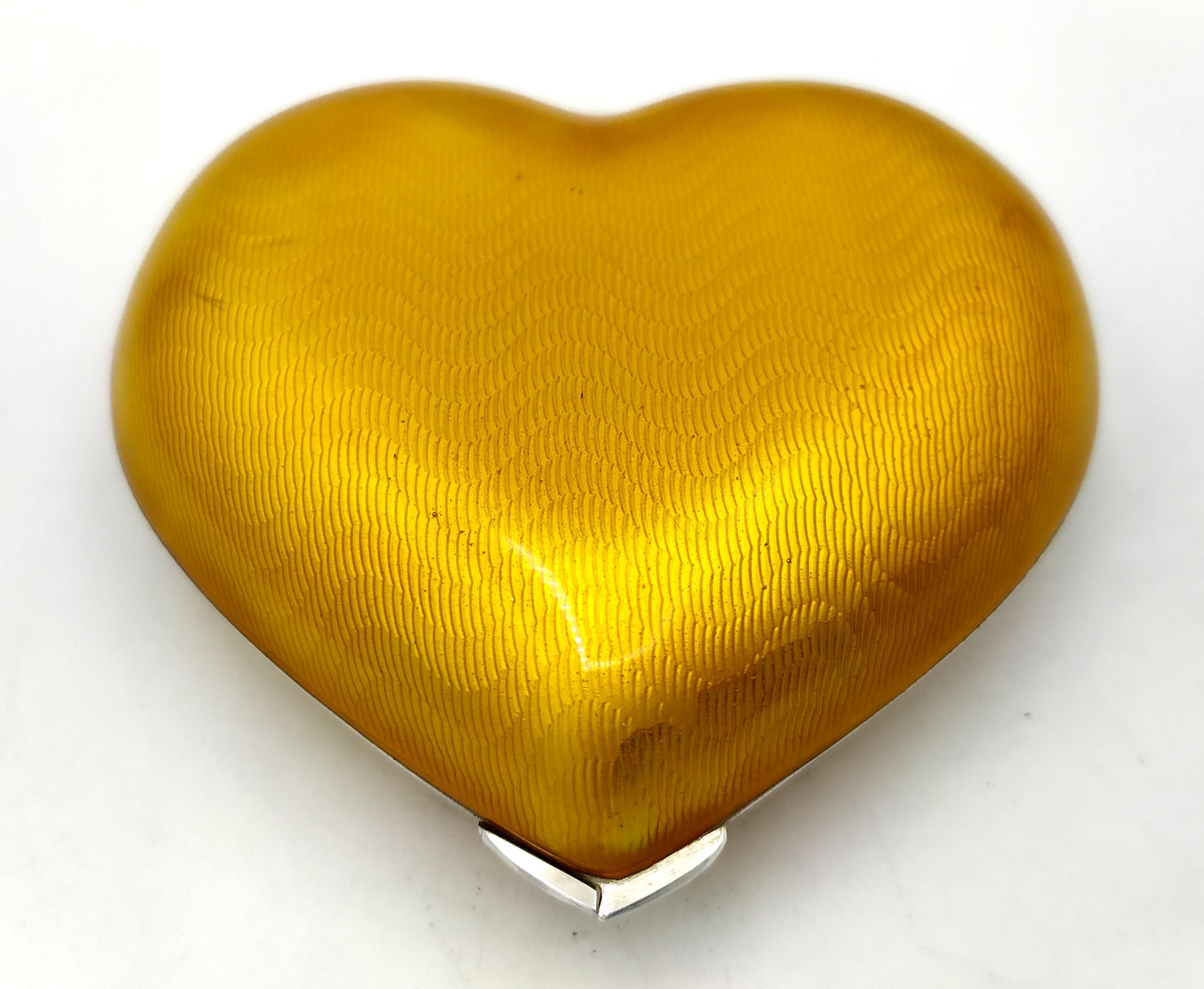 Herz-Tischschachtel aus gelber Emaille und Sterlingsilber Salimbeni  (Gold) im Angebot