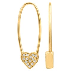Heart Threader Drop Diamond Earrings