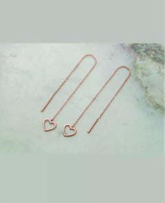 Heart Threader Pull Through Ohrringe 925 Silber Modeschmuck Weihnachtsgeschenk.