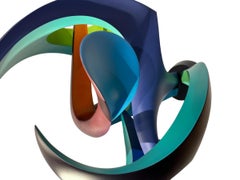 Heart-Throb, Abstrakte Skulptur, farbenfrohe, ineinander verschlungene, geometrische Form