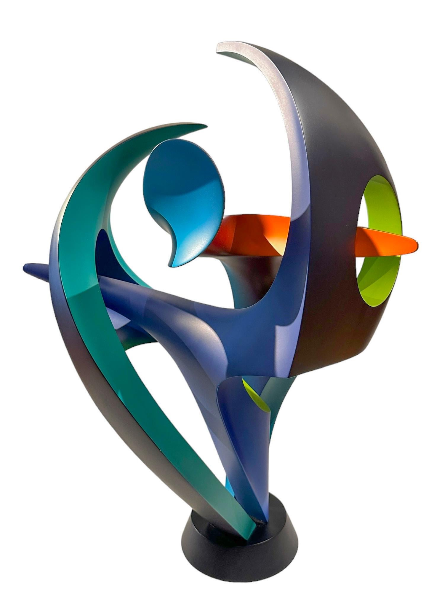 Heart-Throb, Abstrakte Skulptur, farbenfrohe, ineinander verschlungene, geometrische Form (Moderne) im Angebot