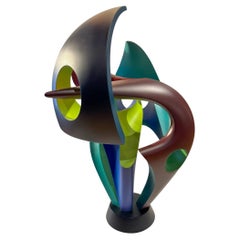 Heart-Throb, Abstract Sculpture, Brightly Colored Intertwined Geometric Form