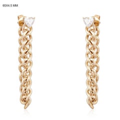 Heart Top Curb 14K (or 18k upon request) Yellow Gold Chain Drop Earrings