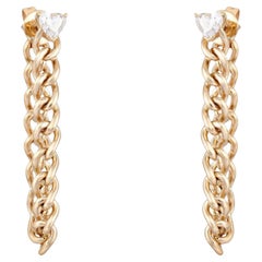 Heart Top Curb 14K (or 18k upon request) Yellow Gold Chain Drop Earrings