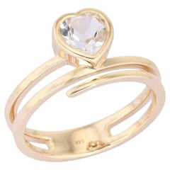 Heart Topaz 14K (or 18k upon request) Yellow Gold Diamond Wrap Ring
