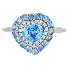 Heart Topaz and diamonds 14k gold ring