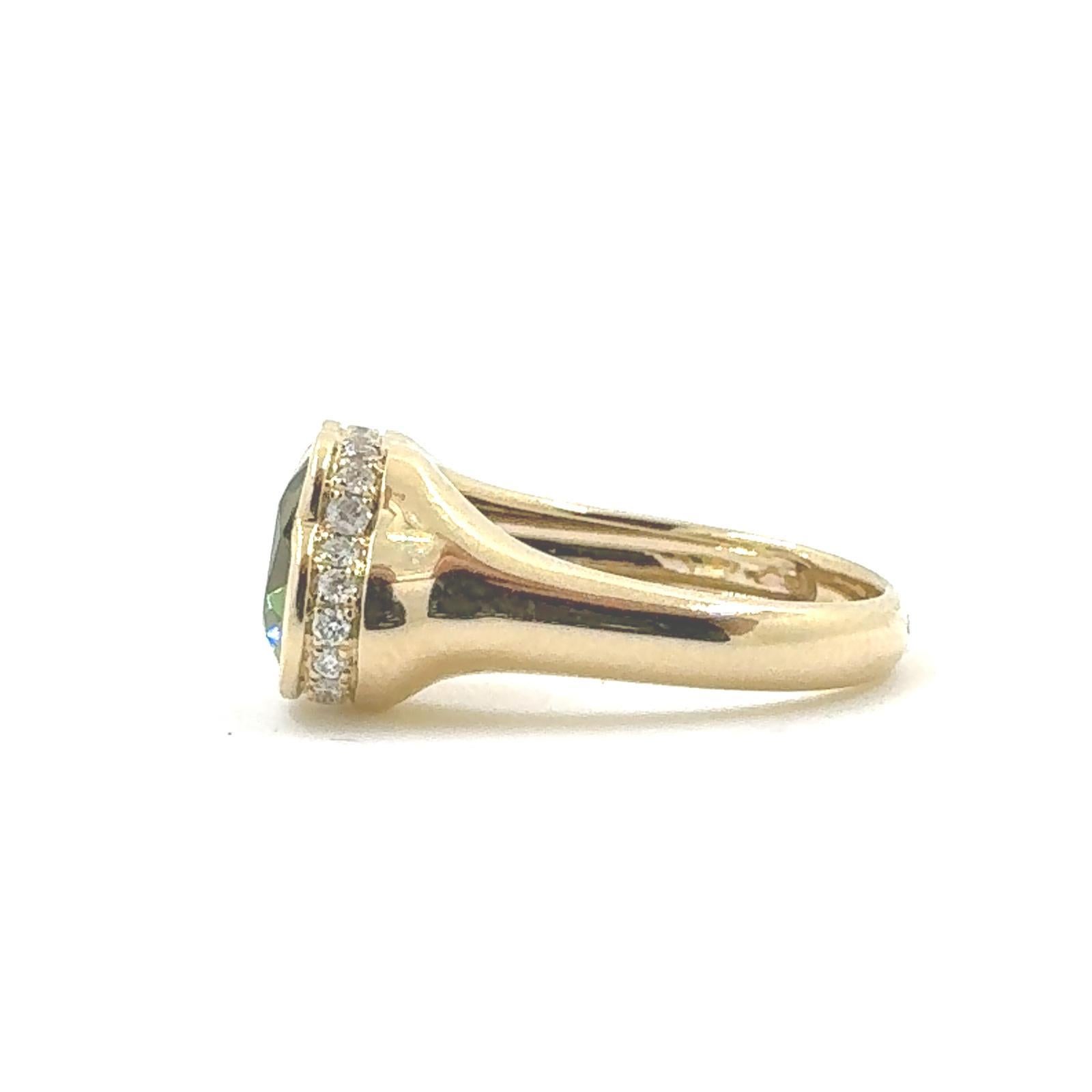 Heart Cut Heart Tourmaline Diamond Toi Et Moi Ring in 14 Karat Yellow Gold For Sale
