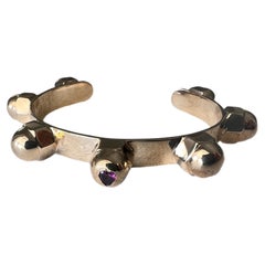 Heart Tourmaline Stud Bangle Bracelet Bronze