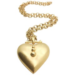 Heart Vintage 1980S Statement Gilt Pendant And Chain