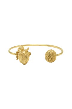Heart vs Brain Bracelet in 22k Gold Plated Bronze by SOPHIE SIMONE DESIGNS