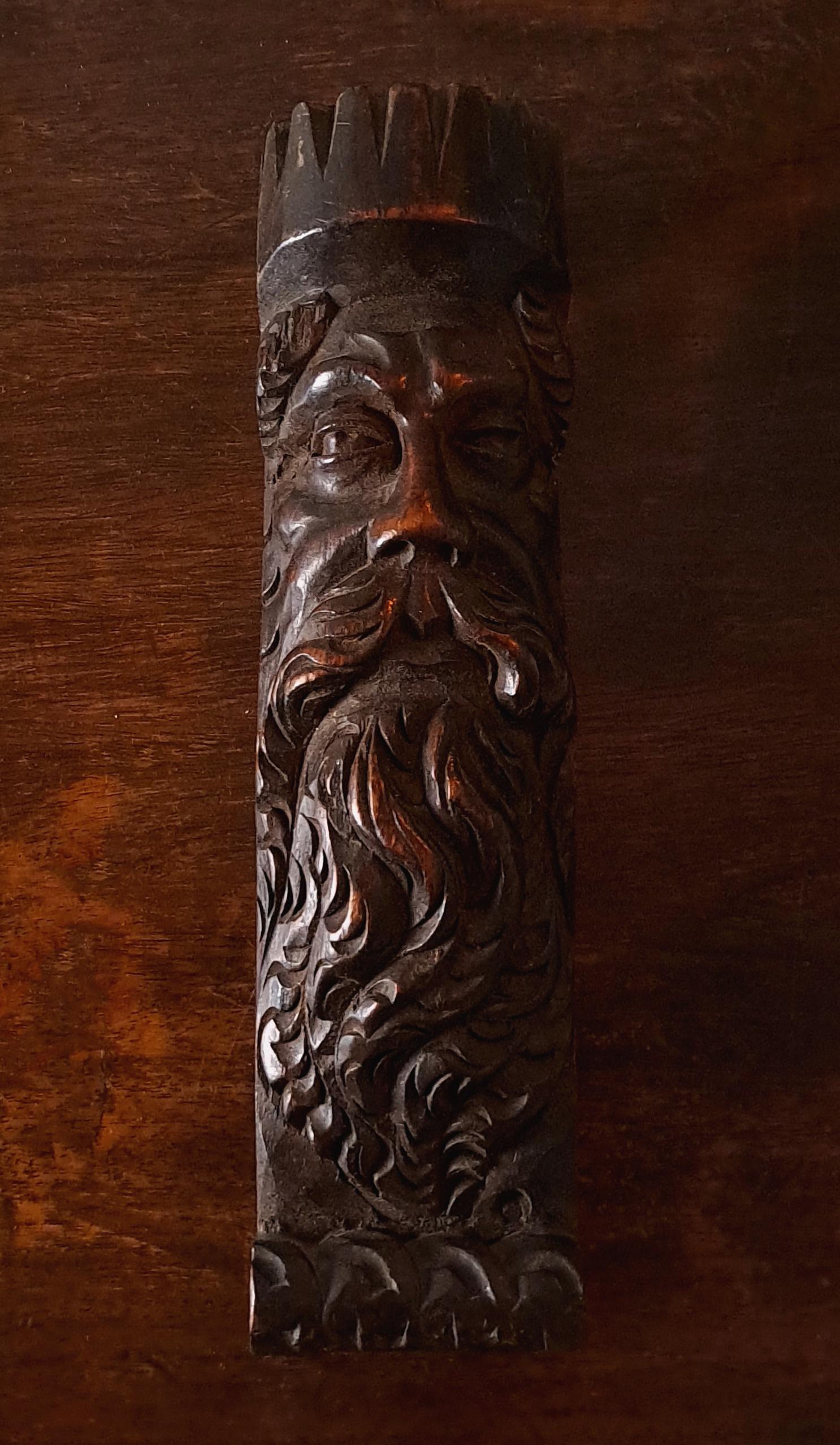 18th Century and Earlier Heart-warming 17th Century Carved Oak Face Corbels c. 1670 For Sale