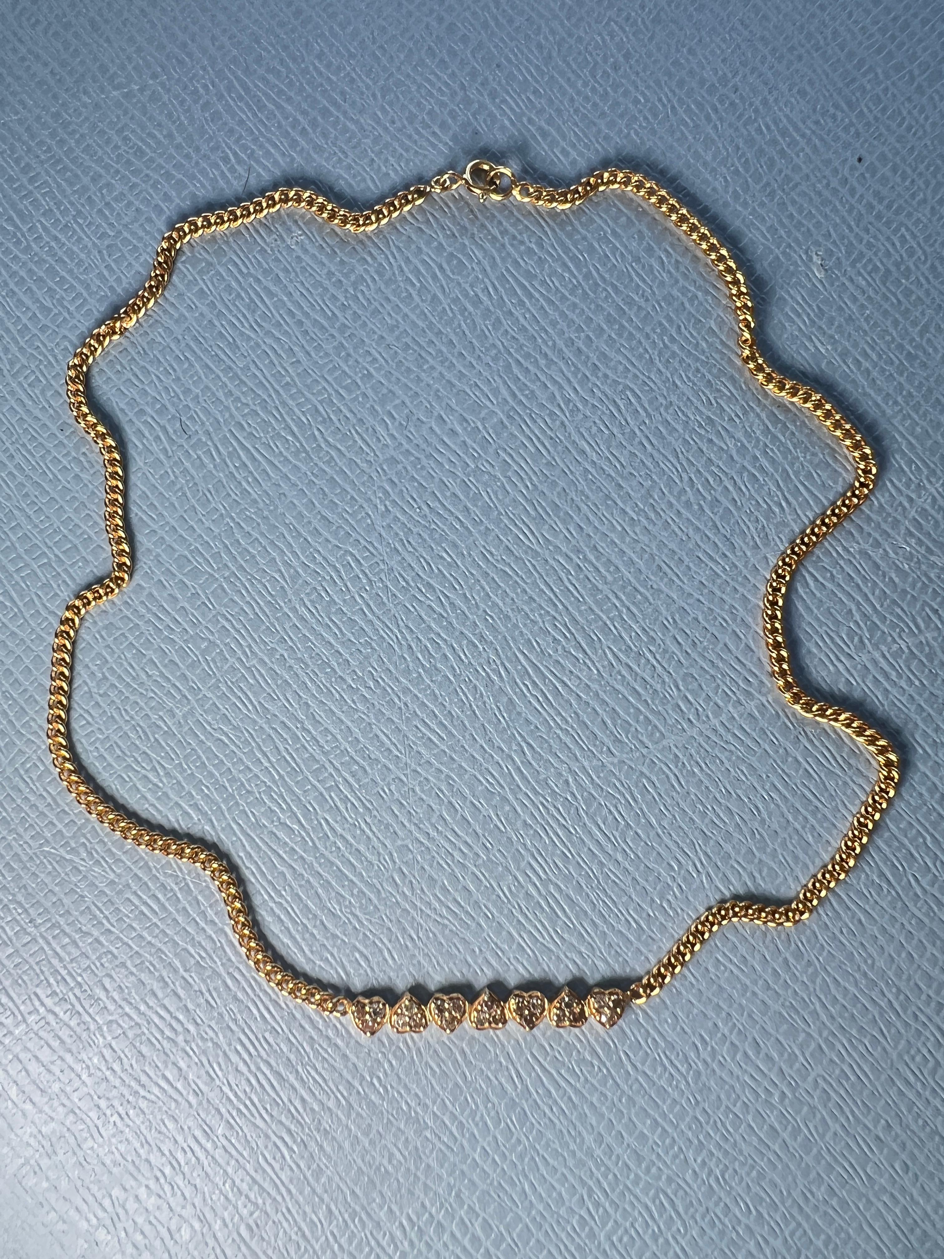 Taille simple Collier ras du cou diamant blanc en forme de cœur en vente