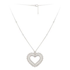 Heart White Gold 18K Necklace Diamond for Her