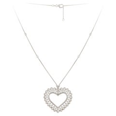 Collier en or blanc 18K avec cœur et diamants pour elle