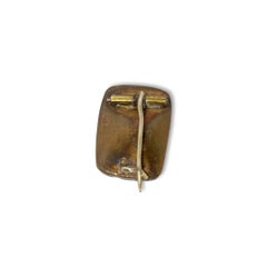 Antique Rare Heart in hand red enamel lace gold pin.