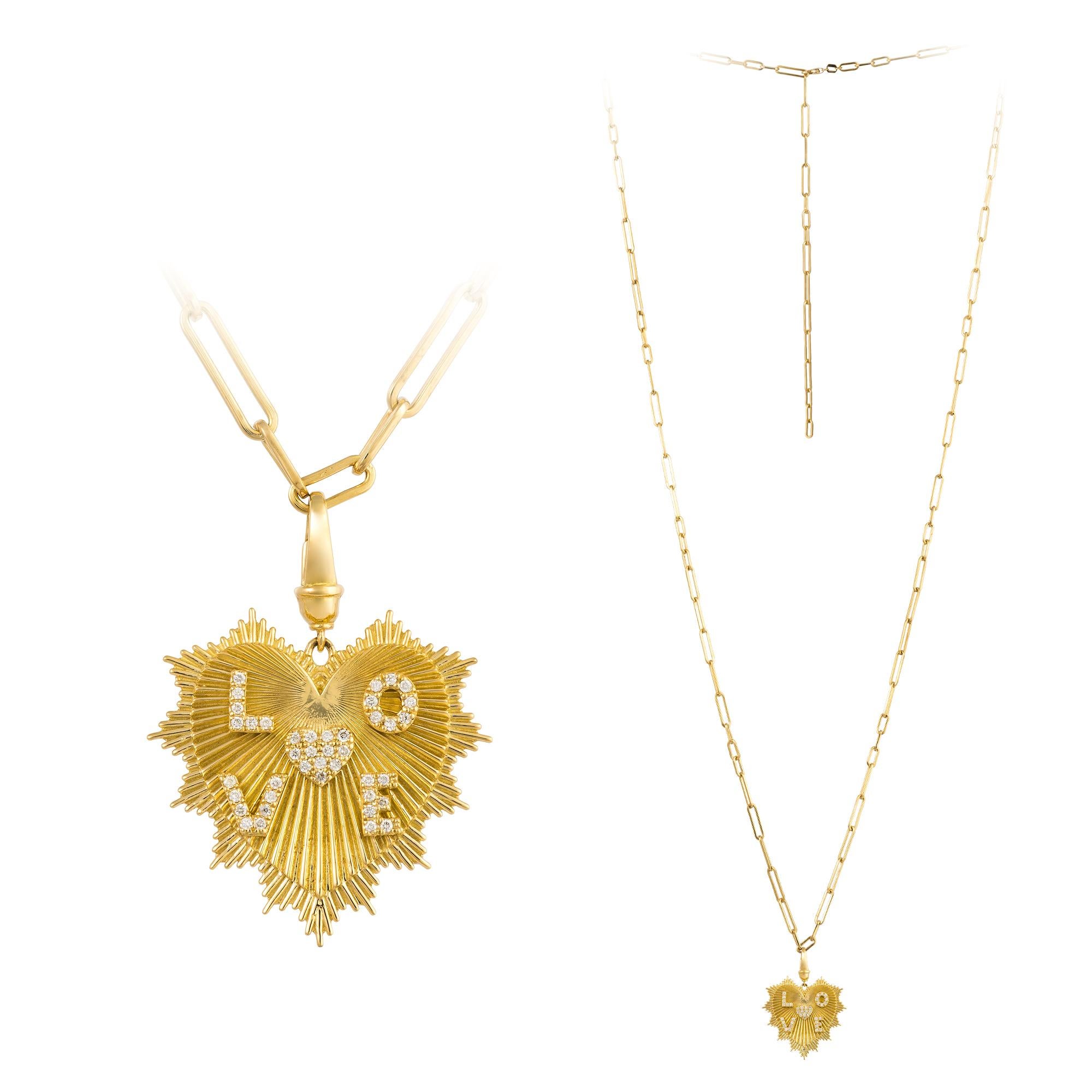 Herz-Halskette aus Gelbgold mit 18 Karat Diamant für sie (Moderne) im Angebot