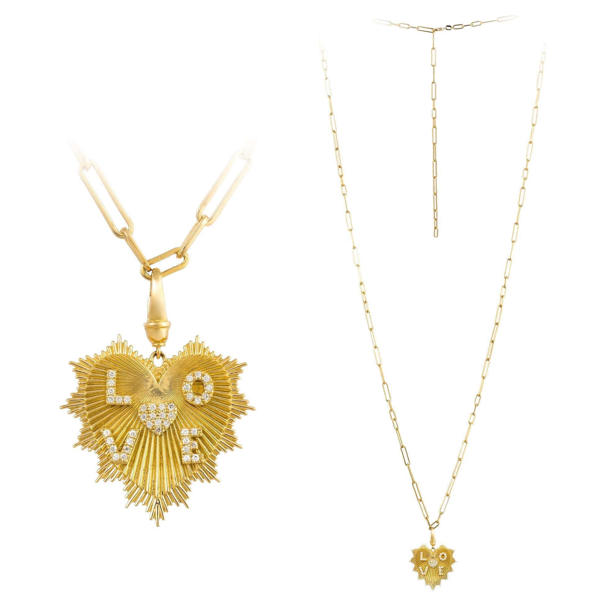 Heart Yellow Gold 18K Necklace Diamond For Her For Sale