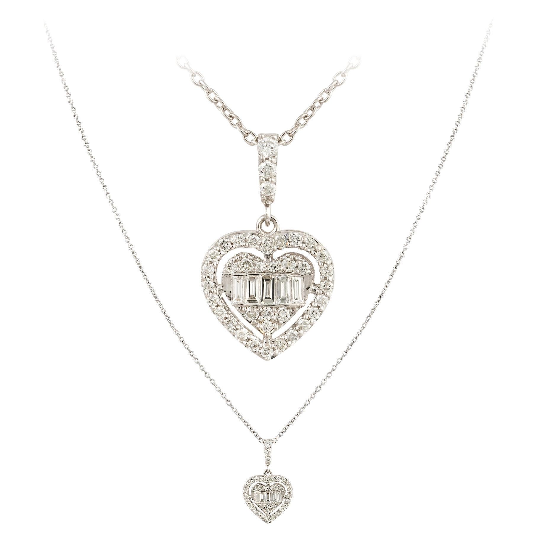 Heart Yellow Gold 18K Necklace Diamond for Her For Sale