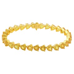Heart Yellow Sapphire Gemstone Bracelet Solid 18k Yellow Gold Handmade Jewelry