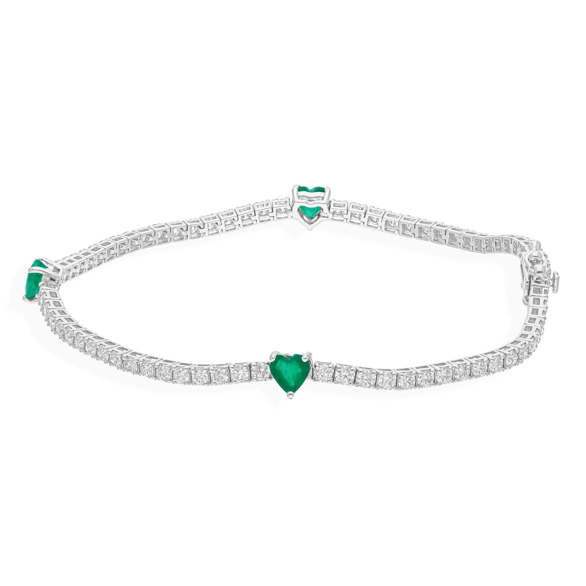 Cast from 14-karat gold, these exquisite bracelet is handset with 0.97 carats Zambian emerald and 2.25 carats of sparkling diamonds.

FOLLOW SPECTRUM JEWELS storefront to view the latest collection & exclusive pieces. Spectrum Jewels is proudly