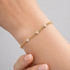 Heartbeats 14K (oder 18k auf Anfrage) Gelbgold Diamant-Akzent-Kettenarmband