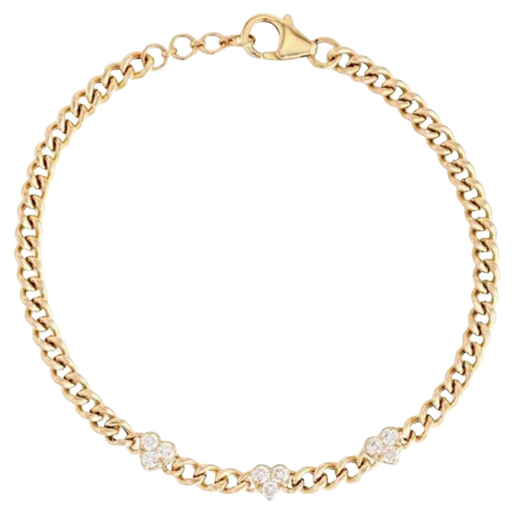 Heartbeats 14K (or 18k upon request) Yellow Gold Diamond Accent Chain Bracelet For Sale