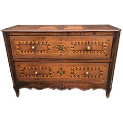 Antique Heartbreakingly Beautiful Rare Two-Drawer Inlaid Dresser Chest Commode