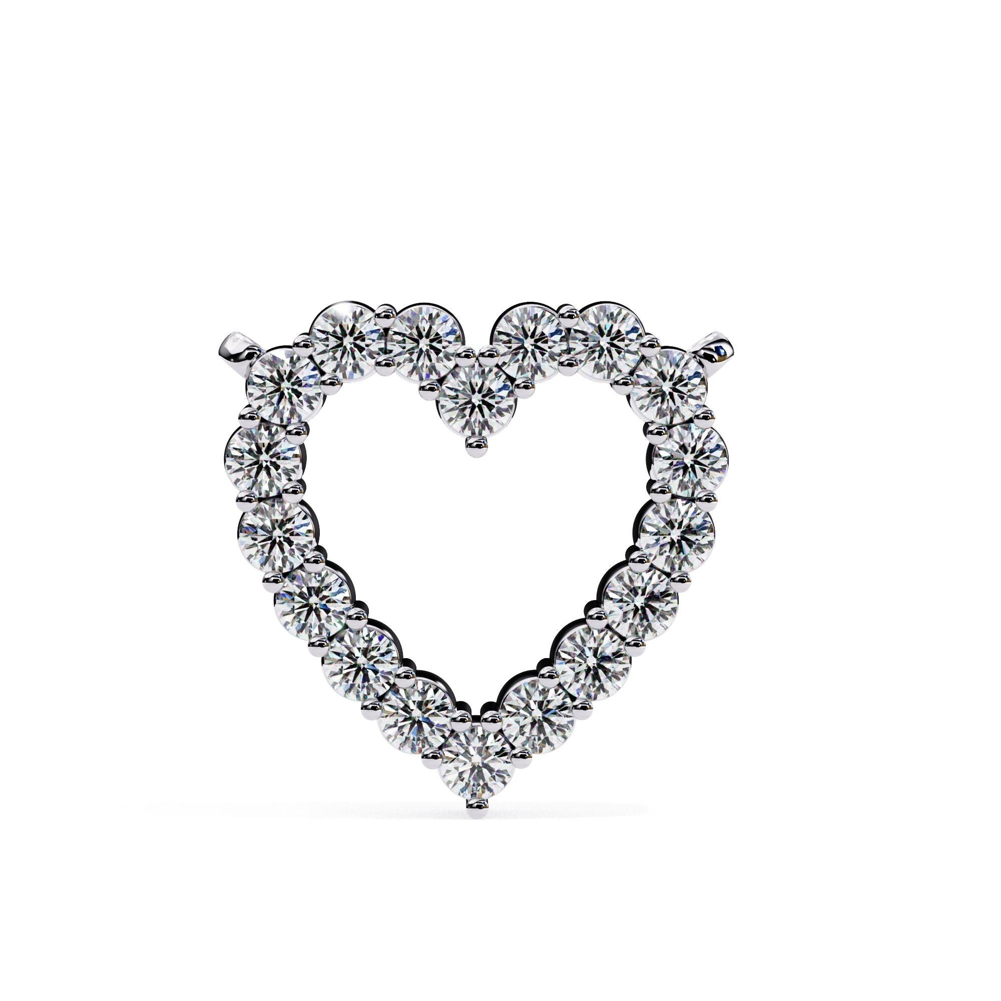 Taille ronde Collier pendentif Brilliance naturelle en or blanc 14 carats en vente