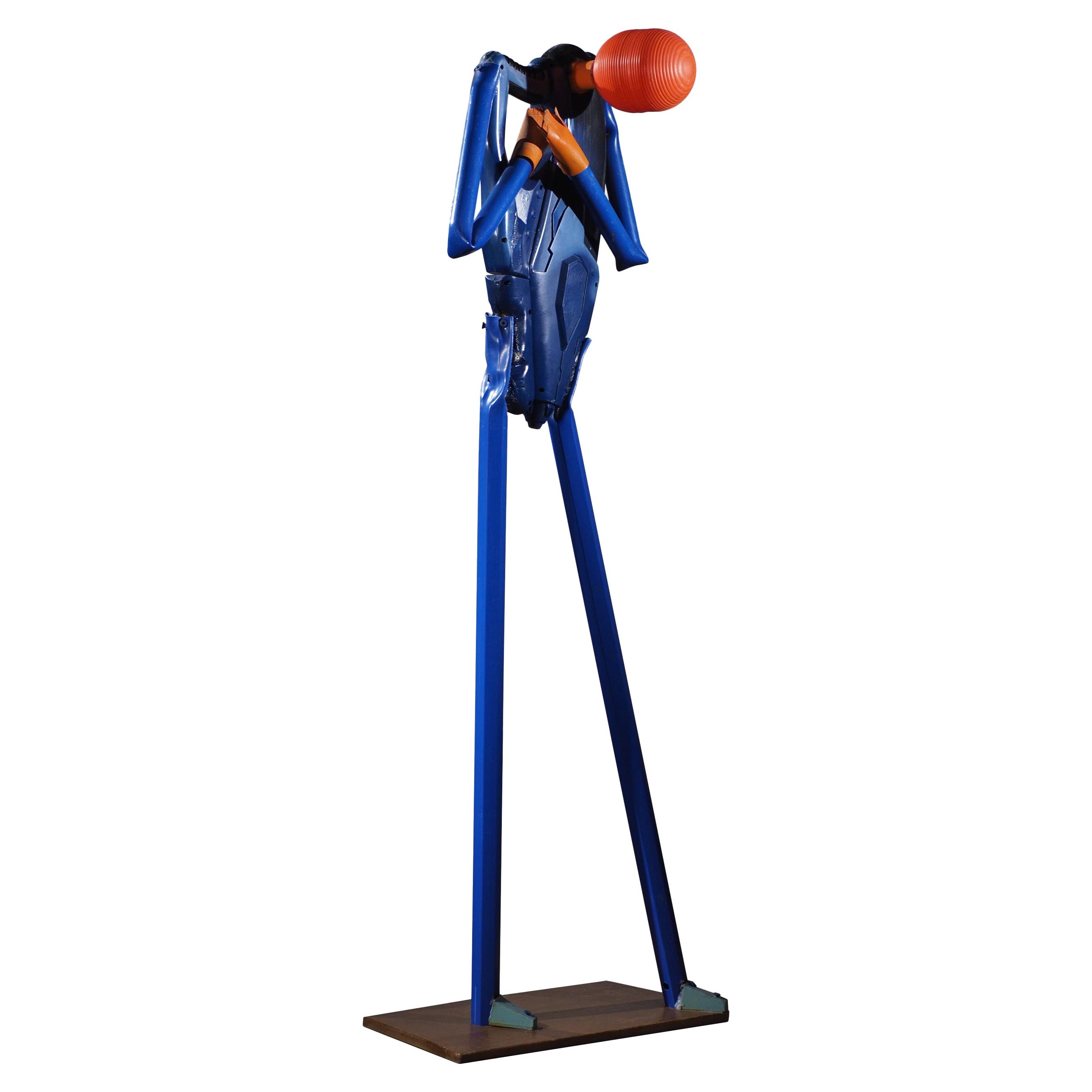 Herzvolle Skulptur, plastische Assemblage in Blau & Rot 2012 von Jerry Ross Barrish