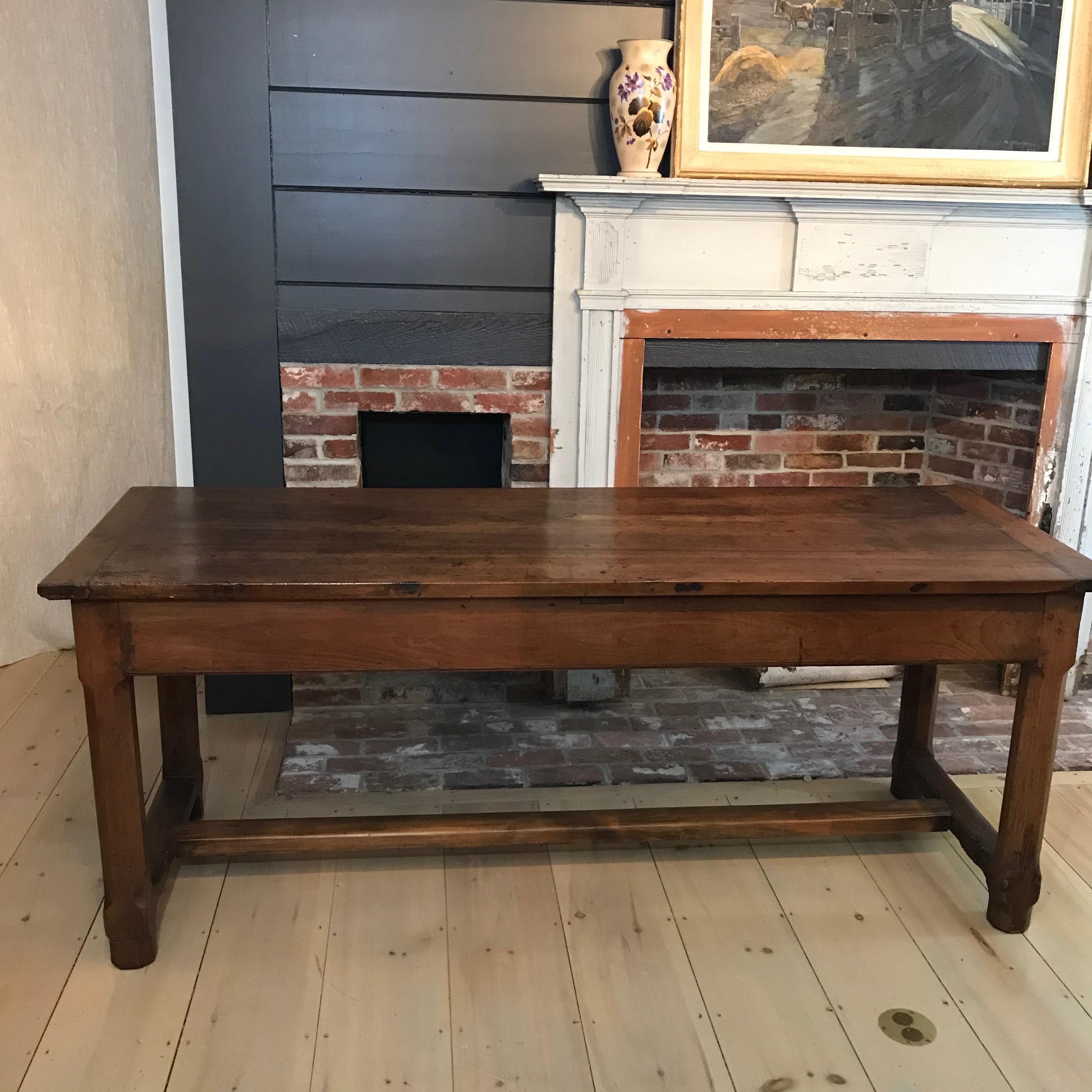 French Provincial Hearth Warming French 19th Century Walnut Farmhouse Table from Provence