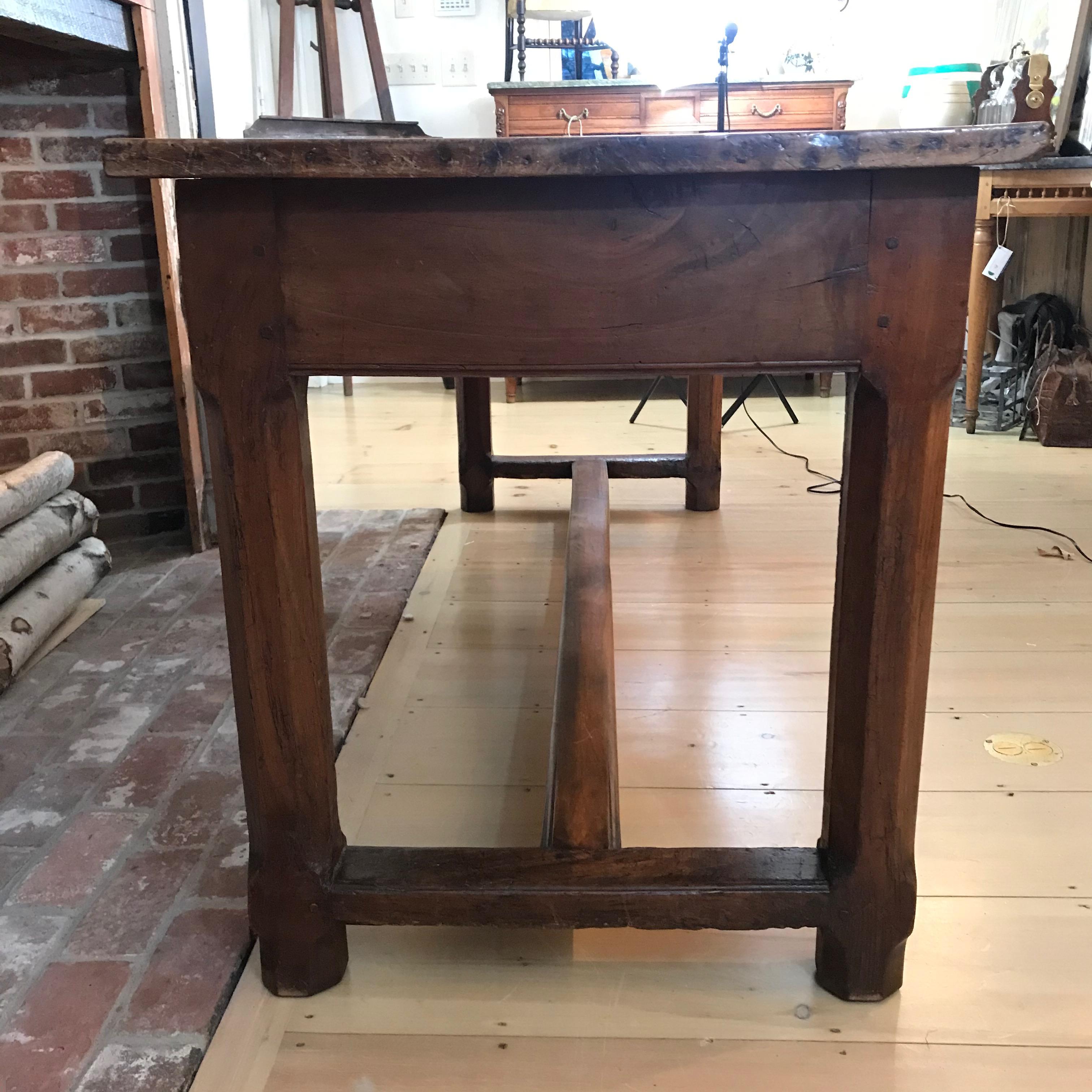 Hearth Warming French 19th Century Walnut Farmhouse Table from Provence In Excellent Condition In Hopewell, NJ